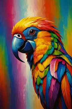 Moderne Papegaai in Kleurrijke Pracht van De Muurdecoratie