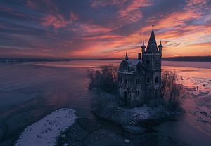 Abendglanz hinter Kirche