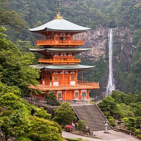 Een prachtig uitzicht op de pagode van Seigantoji en de Nachi no Taki-waterval in Japan. van Claudio Duarte