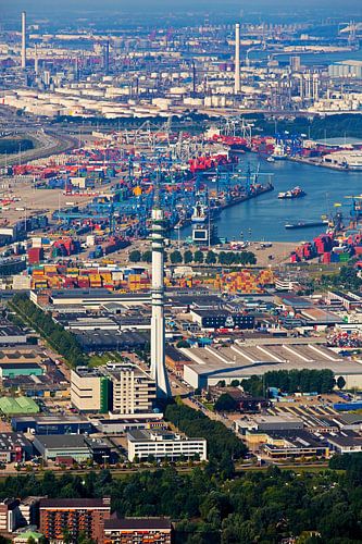 Luchtfoto Waalhaven-Zuid met zendmast te Rotterdam