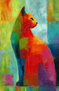 Kat van Abstract Schilderij