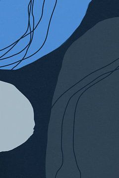 Moderne abstracte minimalistische vormen in blauw, grijs en zwart V van Dina Dankers