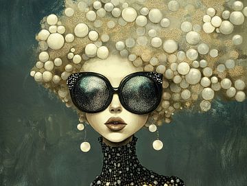 Vrouw met bolletjeshaar van Kunst Kriebels