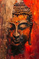 Dynamisches abstraktes Portrait von Buddha in Farbe