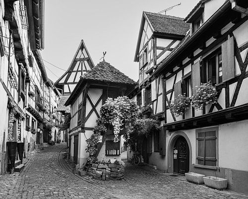 Eguisheim en Alsace en noir et blanc