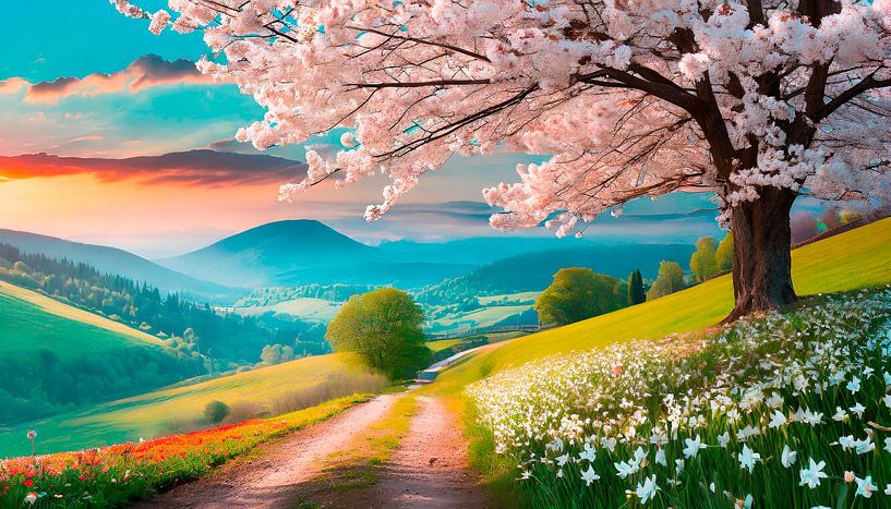 Landschap met bloemen van Mustafa Kurnaz