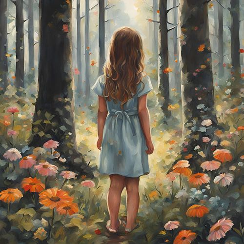 Kleine Meisje Op Avontuur 1.2 Schilderij