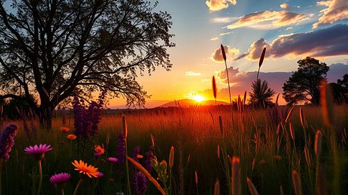 Zonsondergang in volle bloei