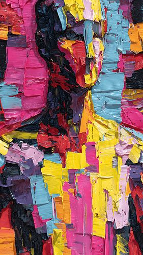 Orbiting Chaos: Distorted Figure in Stillness Surrounded by Floating Objects Abstract Expression Art
