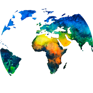 Wereldkaart in kleurrijke Aquarel van WereldkaartenShop