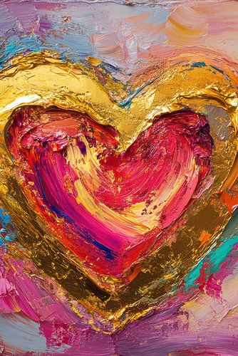 Colourful modern abstract heart filled with love