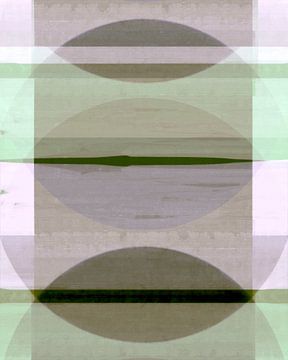 Abstract Bauhaus Shapes Geometry Brown Grey Green by FRESH Fine Art