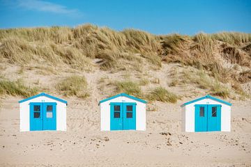 Strandhuisjes op het eiland Texel.