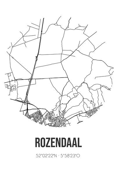 Rozendaal (Gelderland) | Landkaart | Zwart-wit van Stad & Wand