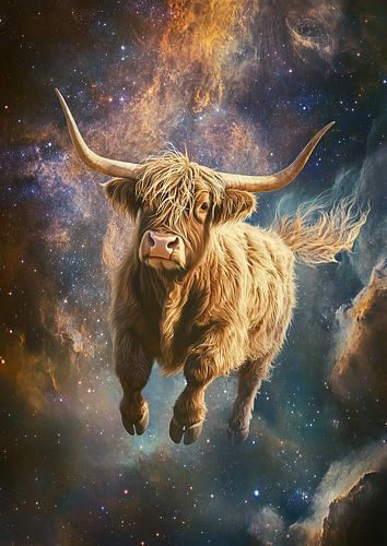 Hooglandse koe in de ruimte