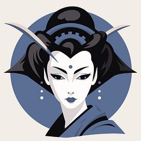 Blue Nova Japandi Muurkunst - Verrijk je Ruimte met Zen Elegantie van Marian Nieuwenhuis