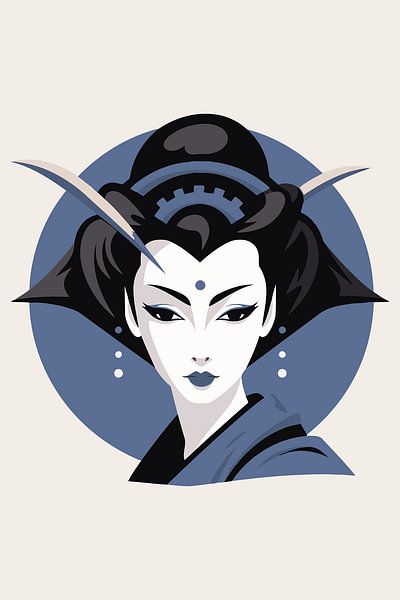 Blue Nova Japandi Muurkunst - Verrijk je Ruimte met Zen Elegantie van Marian Nieuwenhuis