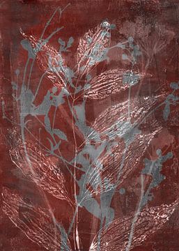 Leaves and flowers in rusty brown and grey by Dina Dankers