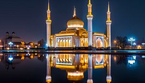 Panorama der Moschee bei Nacht