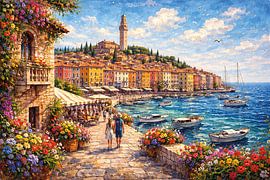 Rovinj in Croatia, an impressionist painting. by Gallery Hoppenbrouwers