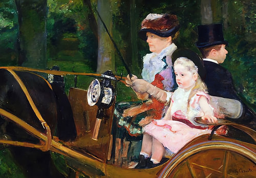 Scène familiale en calèche