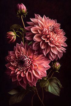 Dunkelrosa Dahlienblüten