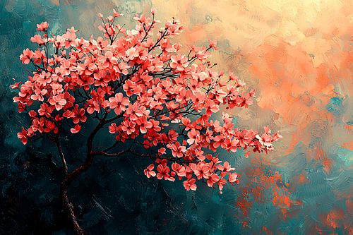 Bloeiende boomtak in zachte kleuren