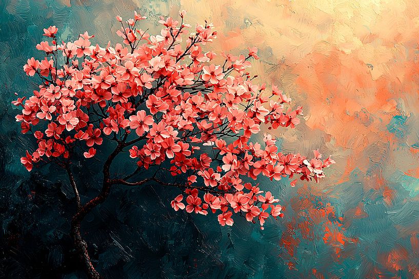 Bloeiende boomtak in zachte kleuren van Art & Soul Creations