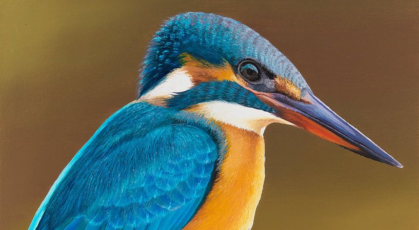 Ijsvogel detail schilderij van Russell Hinckley