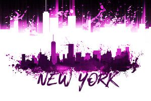 Graphic Art NYC Skyline Splashes | pink