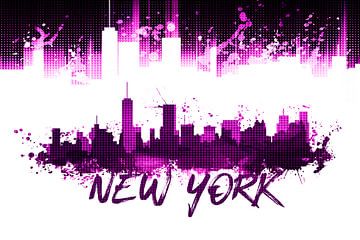 Grafische Kunst NYC Skyline Splashes | rosa van Melanie Viola