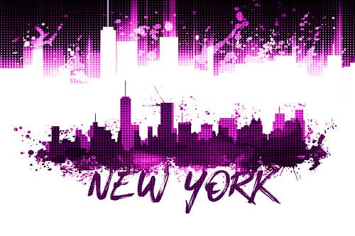 Grafische Kunst NYC Skyline Splashes | rosa