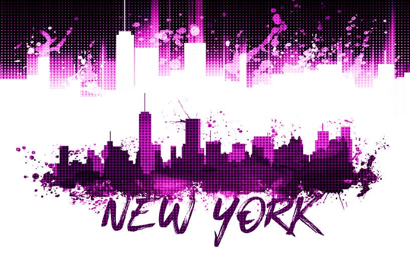 Grafische Kunst NYC Skyline Splashes | rosa van Melanie Viola