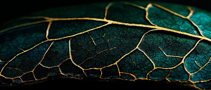 Blattdetails in Grün und Gold von Poster Art Shop