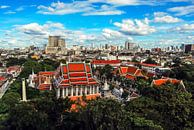 View of temple complex Wat and city center in Bangkok Thailand by Dieter Walther thumbnail