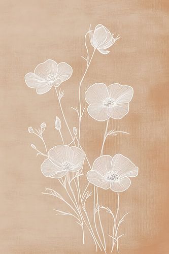 Zarte Blumen in Strichzeichnung