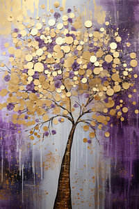 Baum Gold auf Violett