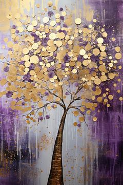 Baum Gold auf Violett von Whale & Sons