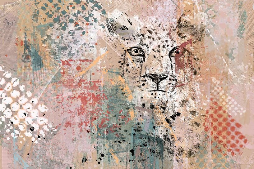 Leopard - mixed media by Emiel de Lange