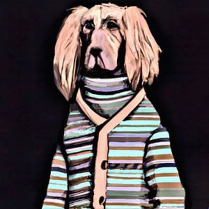 Portrait majestueux d'un chien distingué portant un gilet.