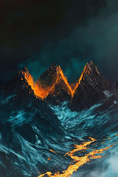 Volcanic landscape with lava flow by Poster Art Shop