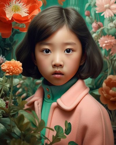Kleurrijk fine art portret van een Aziatisch meisje