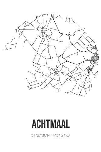 Achtmaal (Noord-Brabant) | Landkaart | Zwart-wit