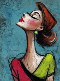 Frauenbildnis Gemälde | Frau Ohrring von Abstraktes Gemälde