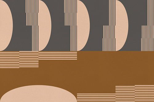 Retro architectuur. Abstracte geometrische kunst in donkergrijs en goud