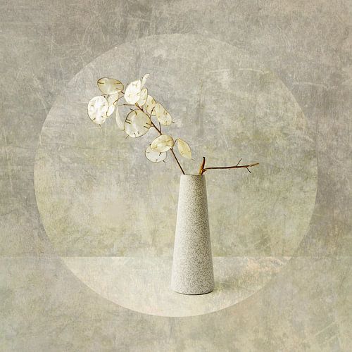 Stilleven met bloemen. Japandi. Judaspenning.