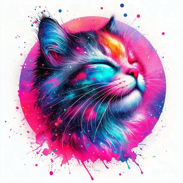 Poes in neon kleuren ( 2 ) van Ineke de Rijk