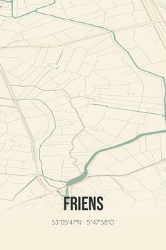 Alte Karte von Friens (Fryslan) von Rezona