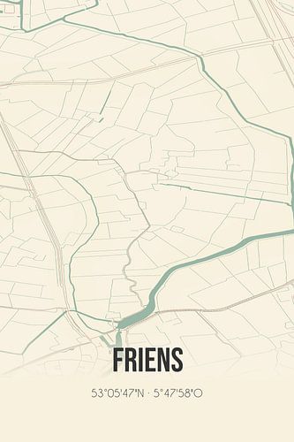 Carte ancienne de Friens (Fryslan)