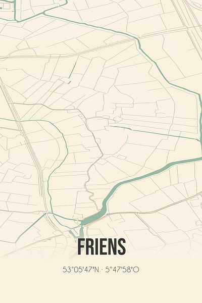 Vintage map of Friens (Fryslan) by Prints of Place